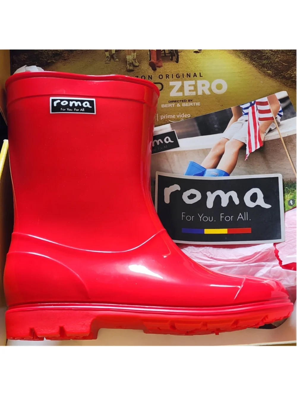 Roma Abel Kids Rain Boots Size 3 US - Glossy Red - Troop Zero Edition New In Box